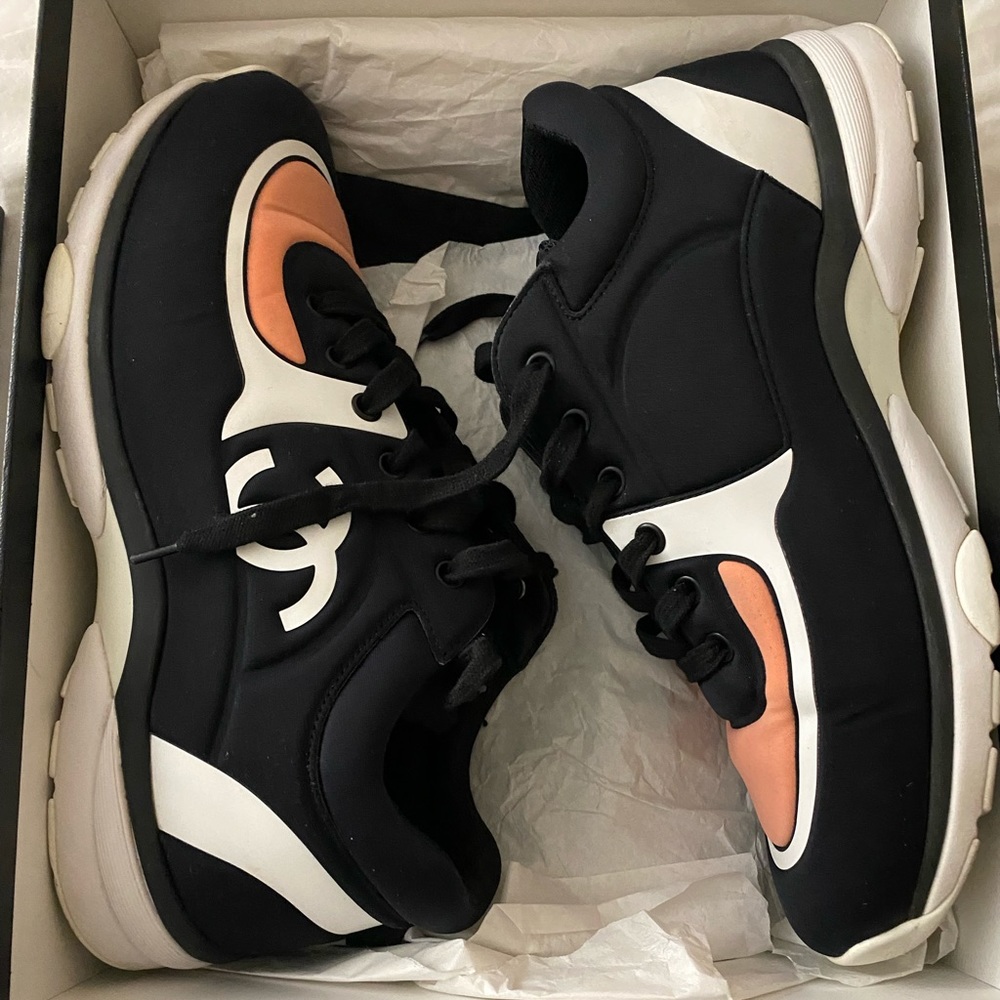 CHANEL Black and Orange Sneakers - Picture 2 of 4